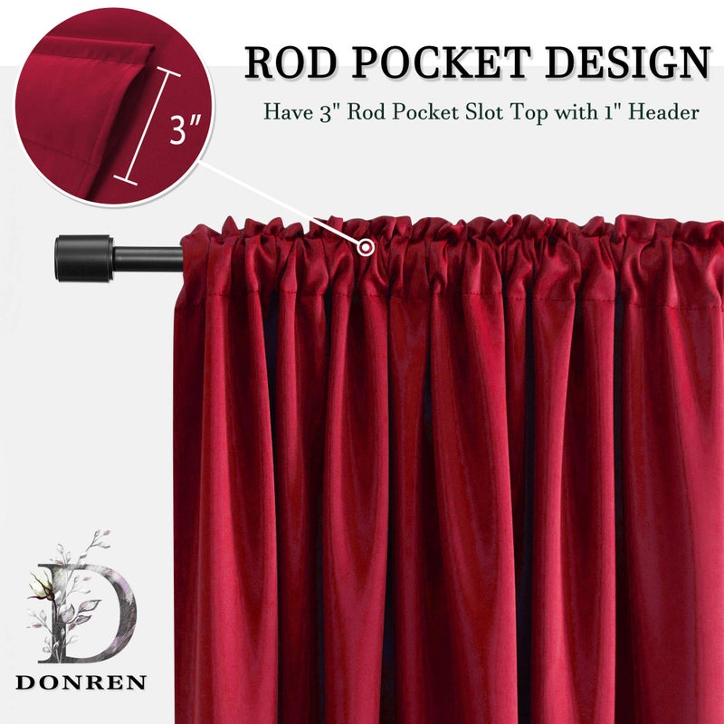 DONREN Red Blackout Curtains Thermal Insulated Room Darkening Rod Pocket Curtains for Dining Room (42 by 54 Inch,2 Panels) - Image 4